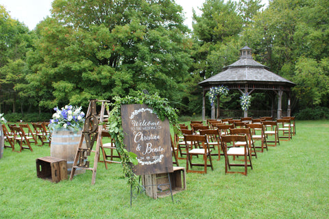 West Lawn by Gazebo set up for a wedding ceremony