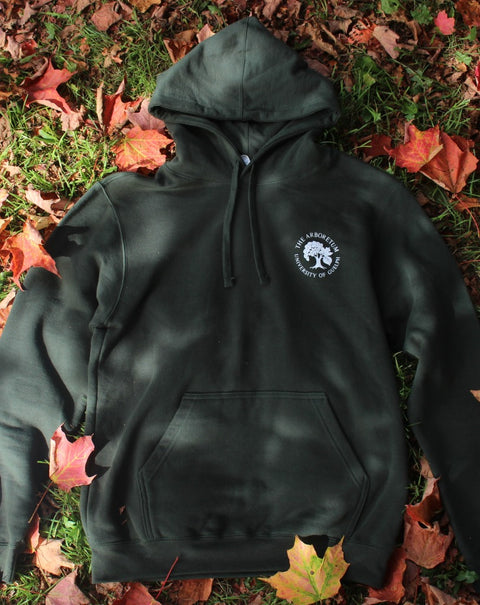 Front of Arboretum Hoodie, with Arboretum logo on the front.