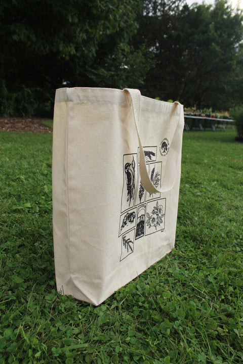 side of bag standing on grass